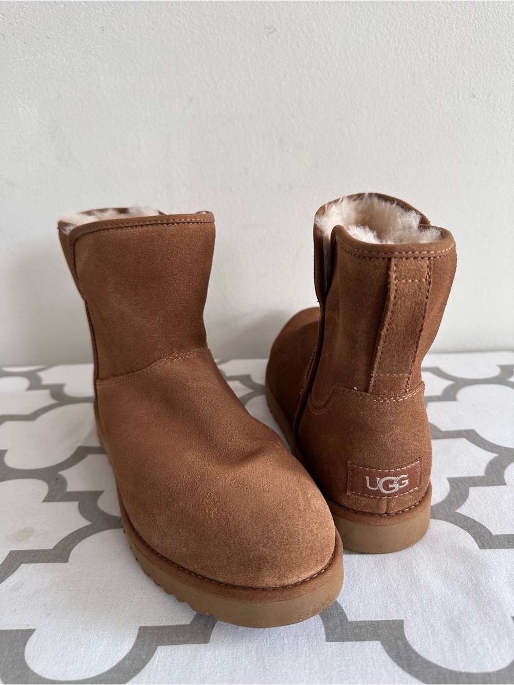 UGG Chestnut Suede Short Shearling Booties
